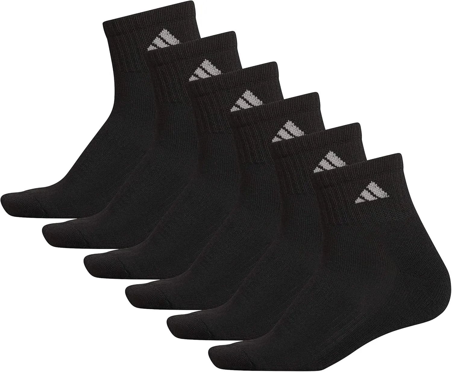 adidas Women's Ankle Socks, Athletic Cushioned Quarter Fit, 6-Pack, Durable, Comfortable, Cooling, with Compression