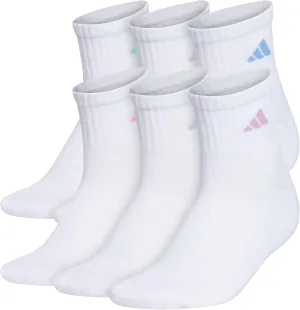 adidas Women's Ankle Socks, Athletic Cushioned Quarter Fit, 6-Pack, Durable, Comfortable, Cooling, with Compression