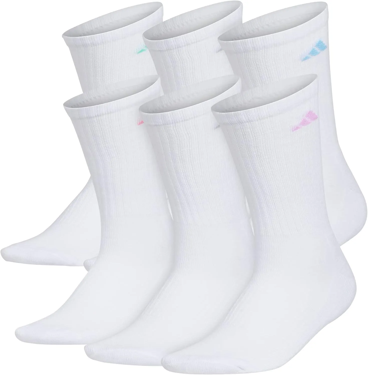 adidas Women's Athletic Cushioned 6-Pack Crew, Arch Support Socks for Women
