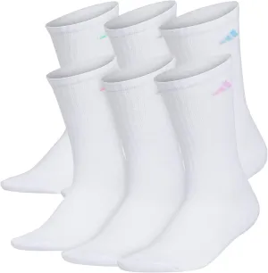 adidas Women's Athletic Cushioned 6-Pack Crew, Arch Support Socks for Women