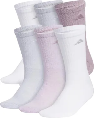 adidas Women's Athletic Cushioned Crew Socks with Arch Support, 6-Pack, Durable, Moisture-Wicking