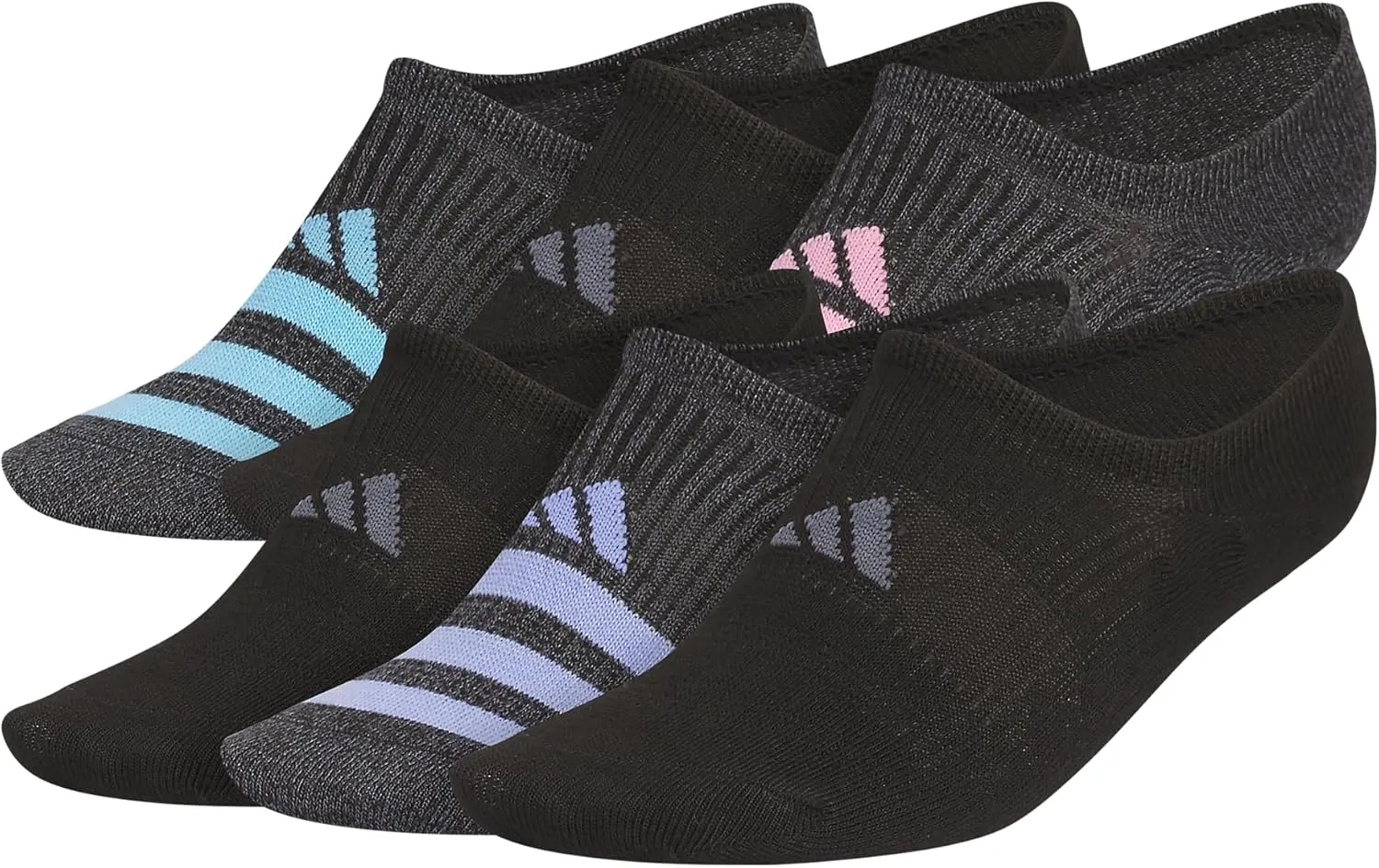 adidas Women's Superlite 3.0 6-Pack Super No Show, Athletic Socks, Invisible Ultra Low-Profile, Cushion & Arch Compression
