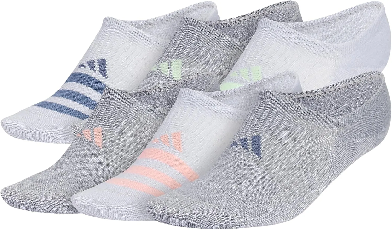 adidas Women's Superlite 3.0 6-Pack Super No Show, Athletic Socks, Invisible Ultra Low-Profile, Cushion & Arch Compression