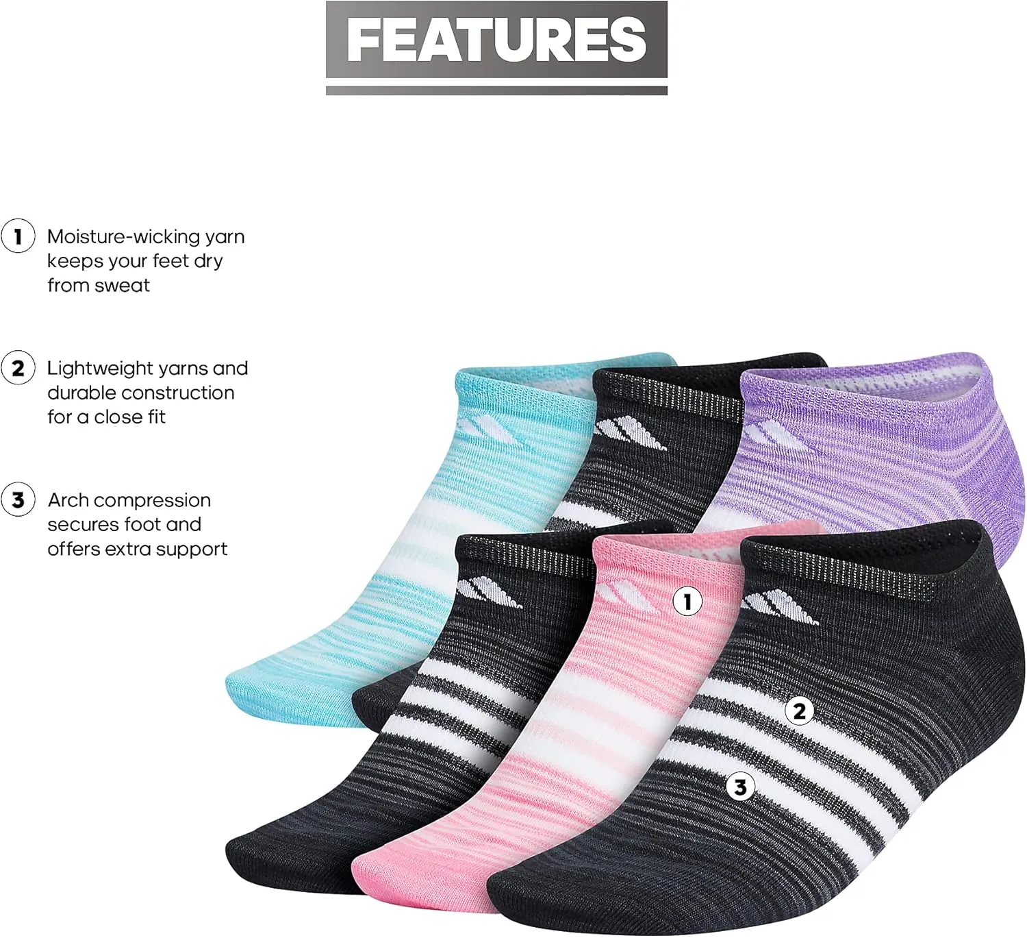 adidas Women's Superlite No Show Socks (6-Pair)