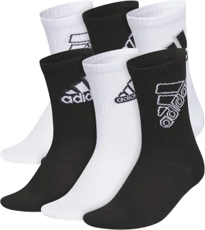 adidas Youth Athletic Cushioned 6-Pack Crew, Kid's Crew Socks for Sports, Durable & Breathable
