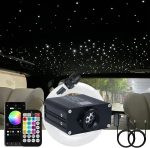 AKEPO 16W Small Size RGBW APP Twinkle Fiber Optic Light Kit, Mixed 295pcs 9.8ft/3m Optical Fiber Star Music Activated Ceiling Light Kit for Car Headliner Star/Home