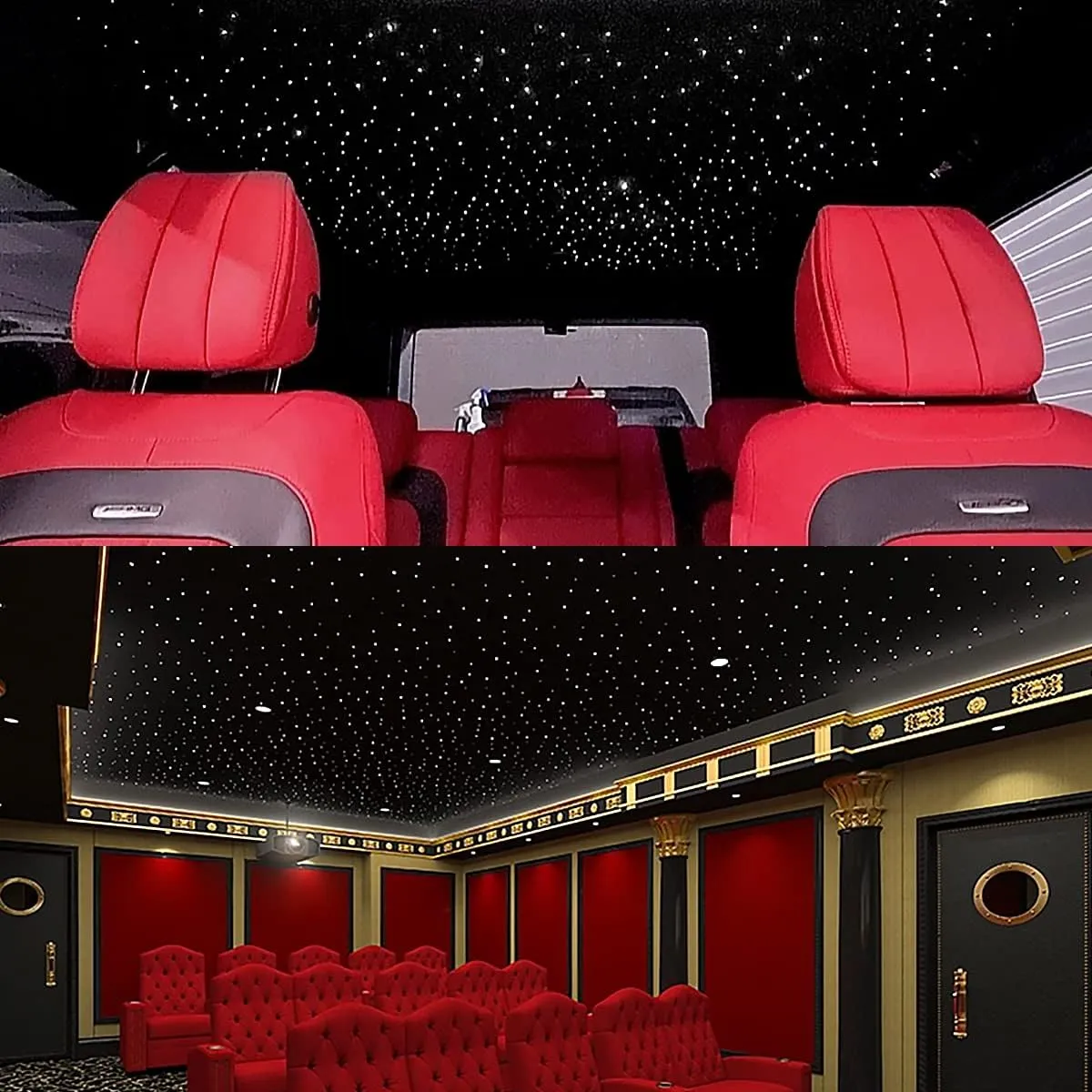 AKEPO 16W Small Size RGBW APP Twinkle Fiber Optic Light Kit, Mixed 295pcs 9.8ft/3m Optical Fiber Star Music Activated Ceiling Light Kit for Car Headliner Star/Home