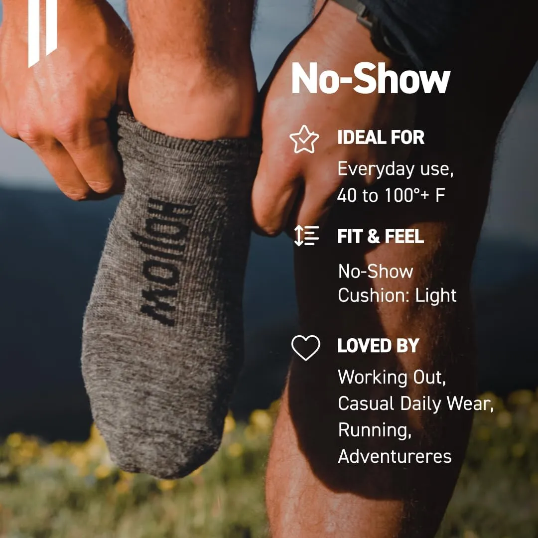 Alpaca No Show Socks for Men and Women, 2 Pack, Moisture Wicking Alpaca Socks for Hiking, Running, Outdoors, Any Season No Show Sock, Temperature Regulating, Light Compression, Medium, Black