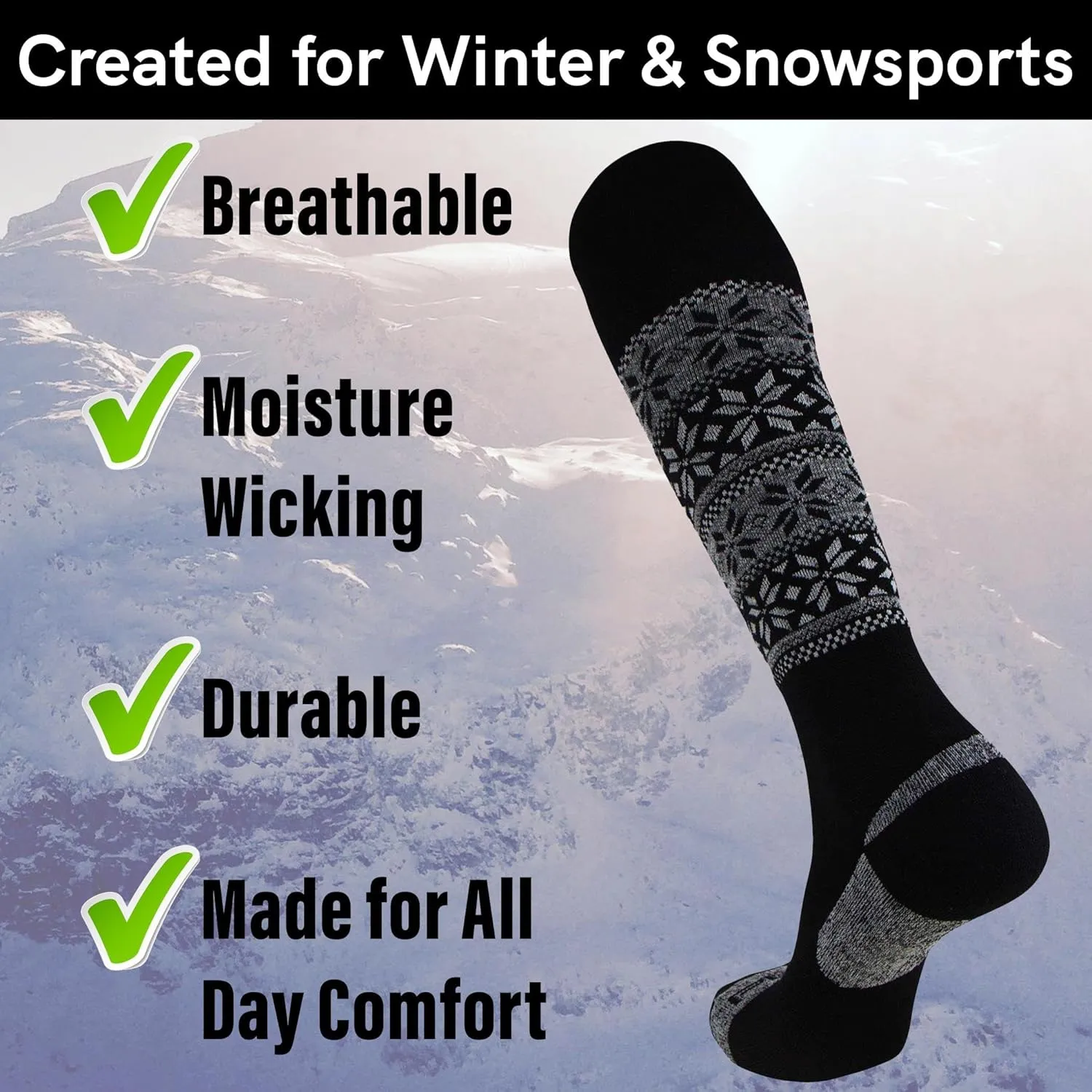 Alpaca Ski Socks – Men Warm Wool Sock, Women Skiing, Snowboarding