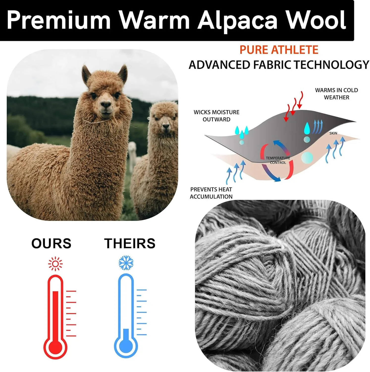 Alpaca Ski Socks – Men Warm Wool Sock, Women Skiing, Snowboarding