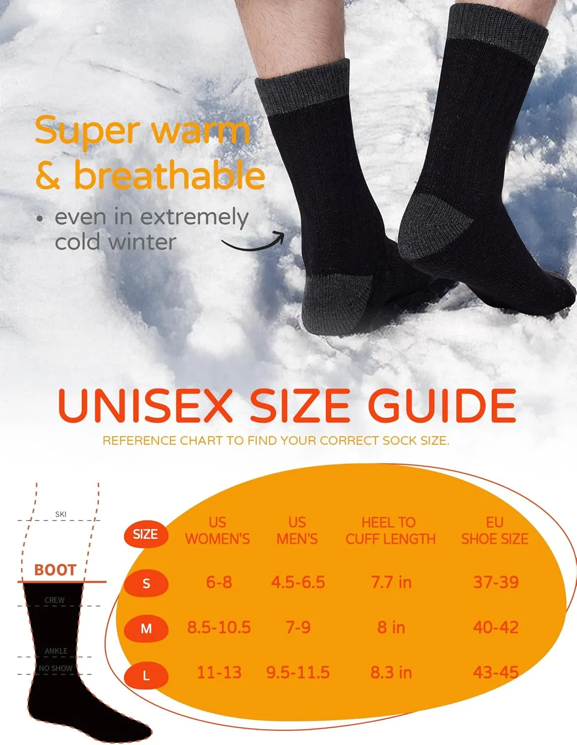 Alpaca Socks for Men & Women (2 Pairs) Moisture Wicking Warm Casual Alpaca Crew Wool Socks for Hunting Hiking