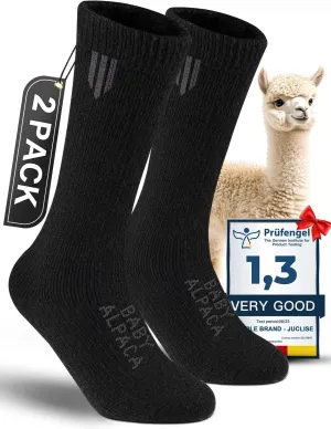 Alpaca Wool Boot Socks 2 pairs for Men and Women,Heavyweight Thick Thermal Socks Cold Weather Hunting Hiking,Moisture Wicking