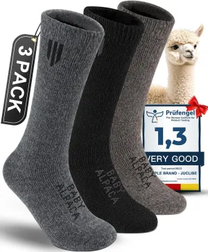 Alpaca Wool Boot Socks 2 pairs for Men and Women,Thick Thermal Winter Socks Cold Weather Hunting Hiking,Moisture Wicking