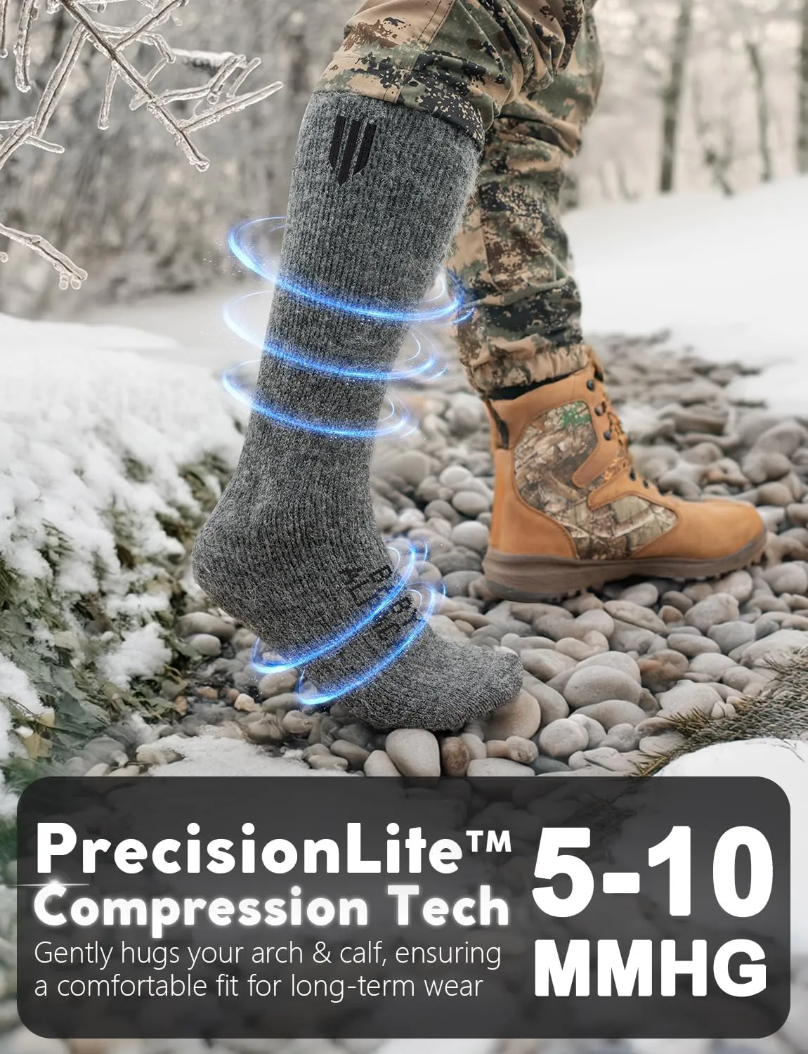 Alpaca Wool Boot Socks 2 pairs for Men and Women,Thick Thermal Winter Socks Cold Weather Hunting Hiking,Moisture Wicking