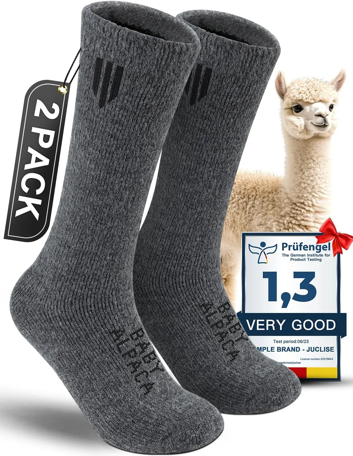 Alpaca Wool Boot Socks 2 pairs for Men and Women,Thick Thermal Winter Socks Cold Weather Hunting Hiking,Moisture Wicking