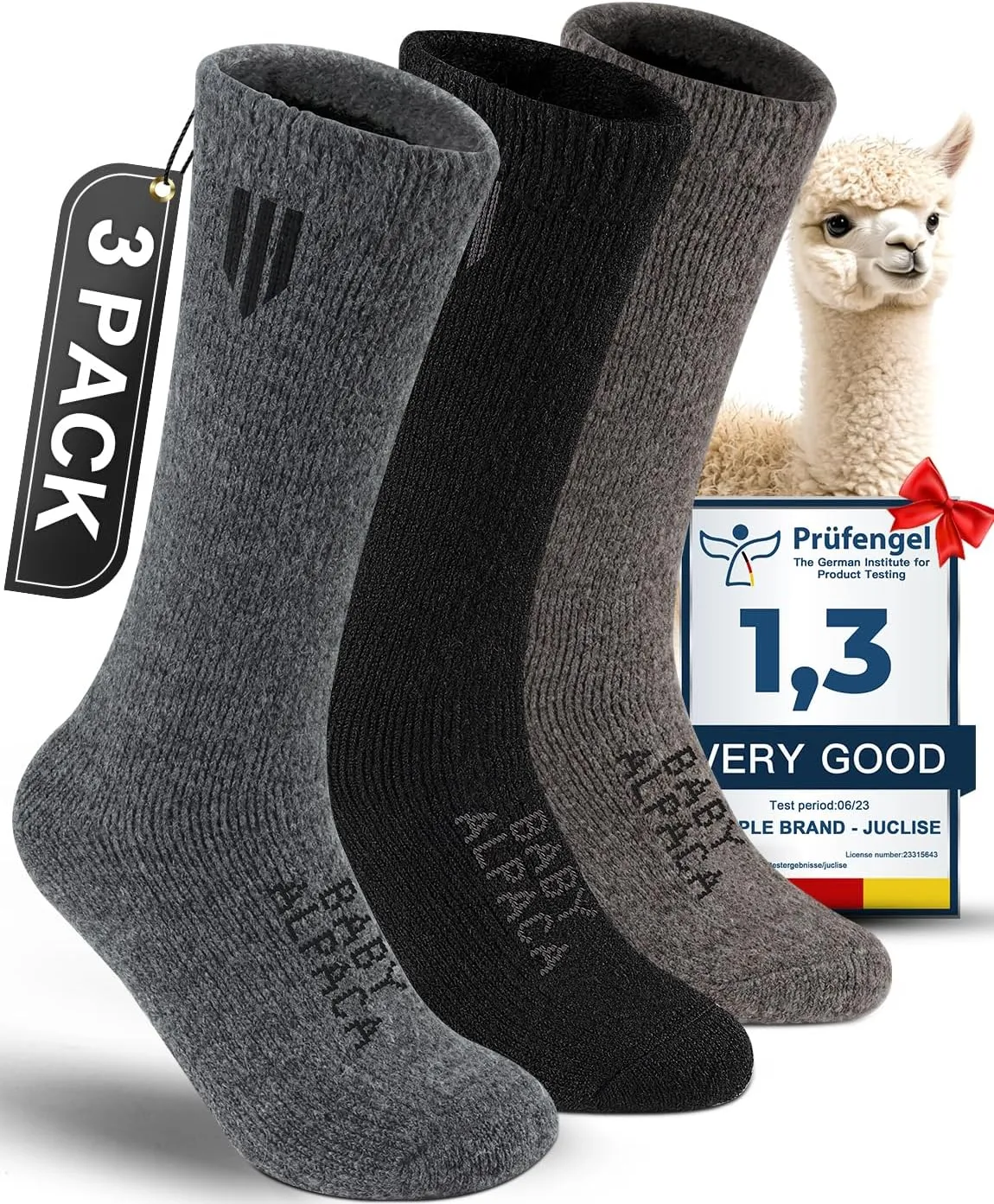 Alpaca Wool Boot Socks 2 pairs for Men and Women,Thick Thermal Winter Socks Cold Weather Hunting Hiking,Moisture Wicking