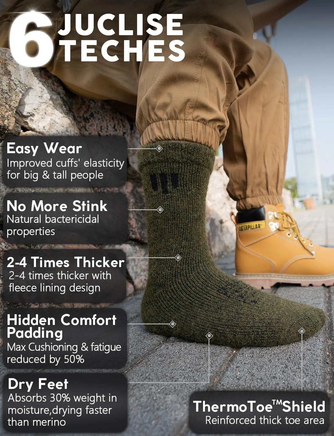 Alpaca Wool Crew Socks 2 pairs for Men and Women,Thick Thermal Winter Hunting Socks Hiking,Moisture Wicking Cushioned