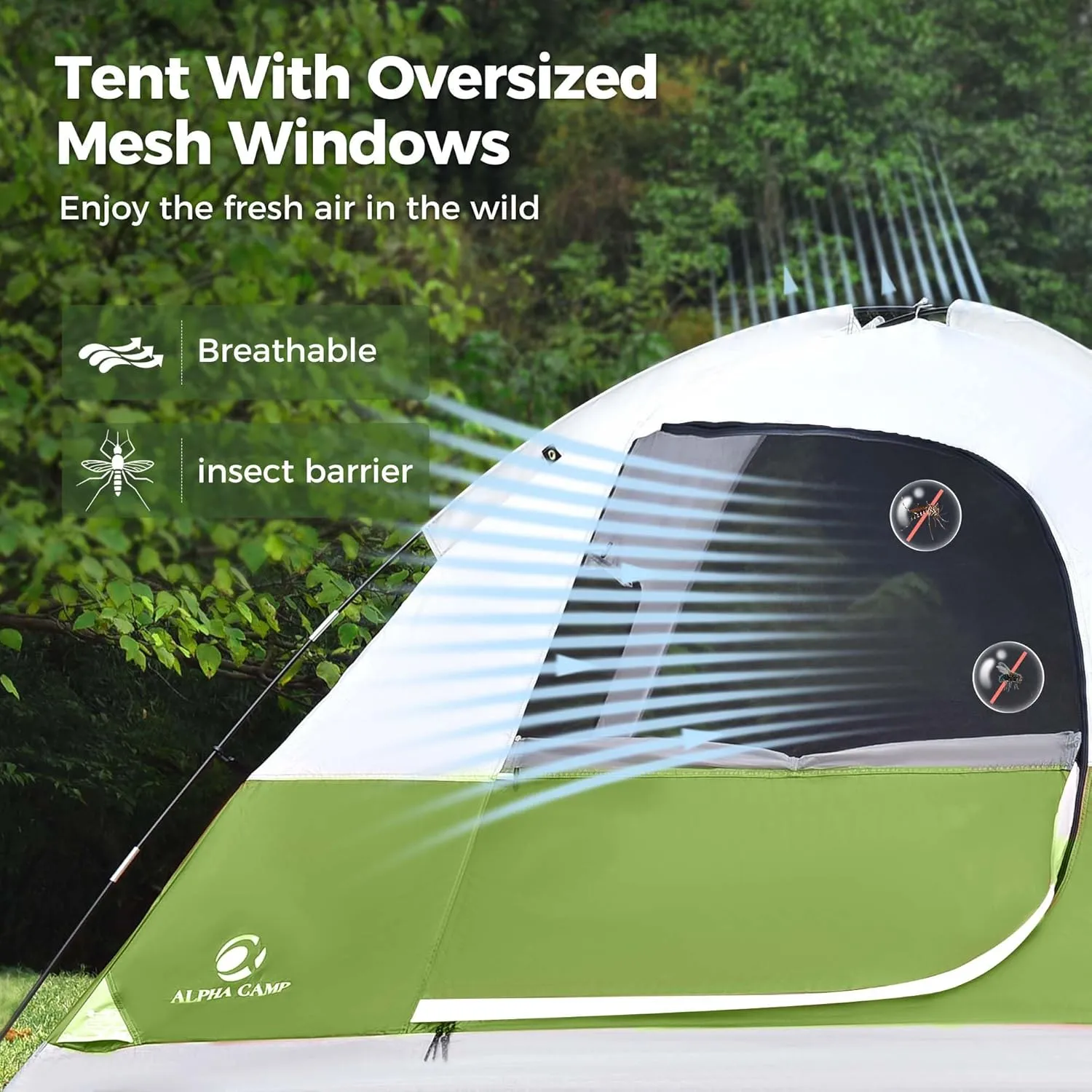 ALPHA CAMP 2/3/4 Person Camping Dome Tent with Rainfly, Lightweight Weatherproof Portable Backpacking Instant Tent, Easy Setup Tent for Outdoor Camping, Hiking, Mountaineering, Travel, Beach