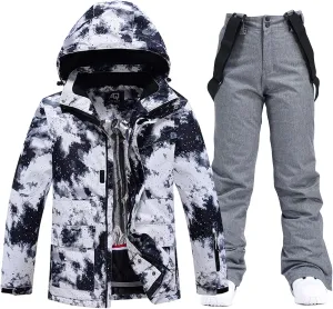 ALSOGO Women's Ski Jackets and Pants Insulated Suits Snowboarding Snowsuit Coat Warm Hooded Waterproof Windproof