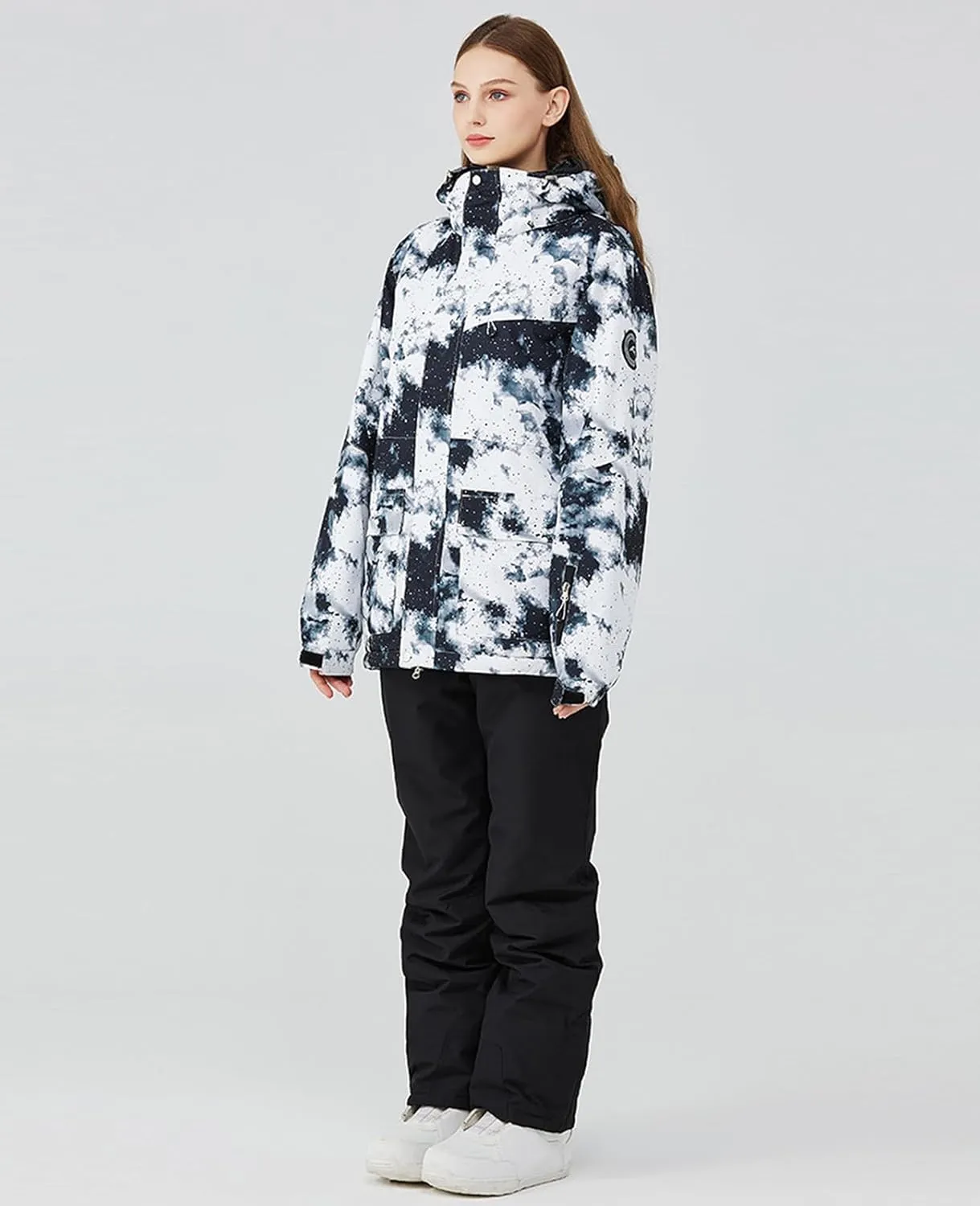 ALSOGO Women's Ski Jackets and Pants Insulated Suits Snowboarding Snowsuit Coat Warm Hooded Waterproof Windproof