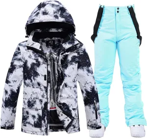 ALSOGO Women's Ski Jackets and Pants Insulated Suits Snowboarding Snowsuit Coat Warm Hooded Waterproof Windproof