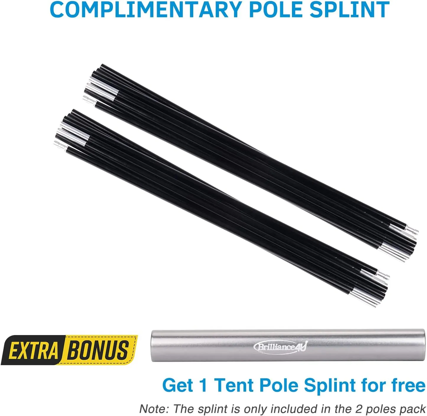 Aluminum Tent Poles Replacement, Black Pre-Assembled Tent Pole, 7001 T6 Heated Camping Tent Rod