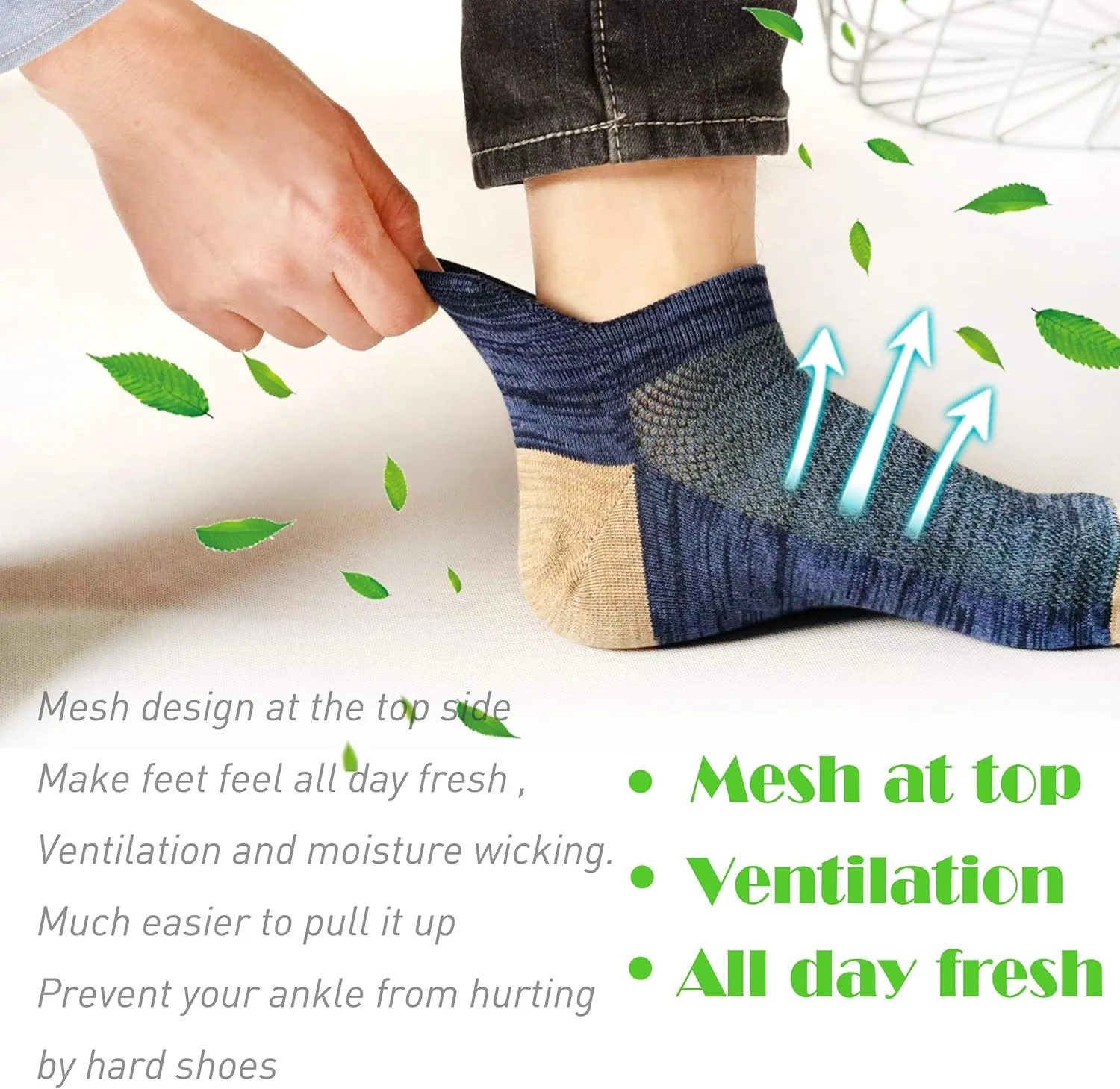 Ankle Low Cut Socks for Men/Women Short Cotton Casual Anti-Skid Moisture Wicking Socks
