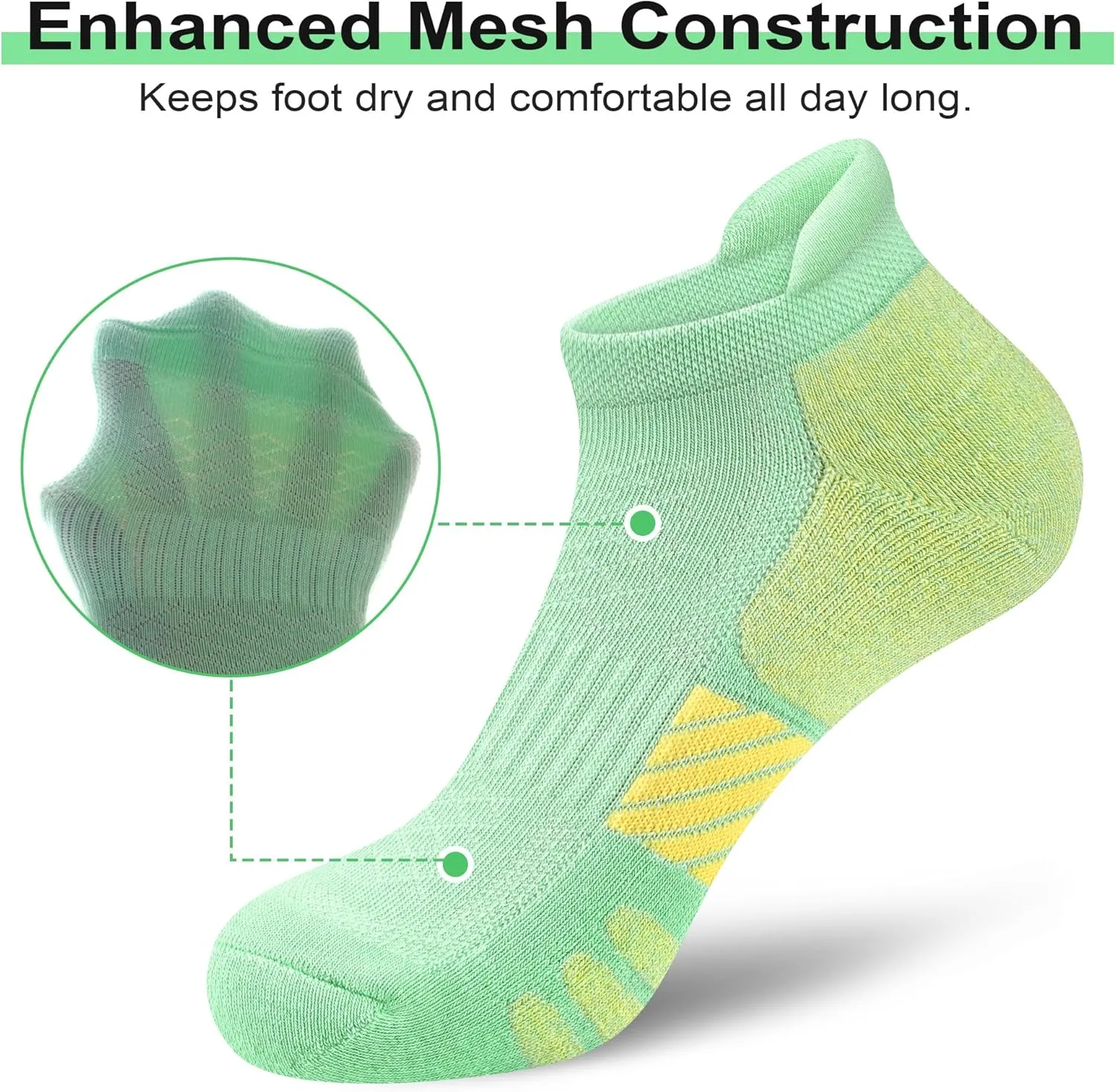 Ankle Socks Women Anti-blister Breathable Running Athletic Cushioned Socks 3/6 Pairs