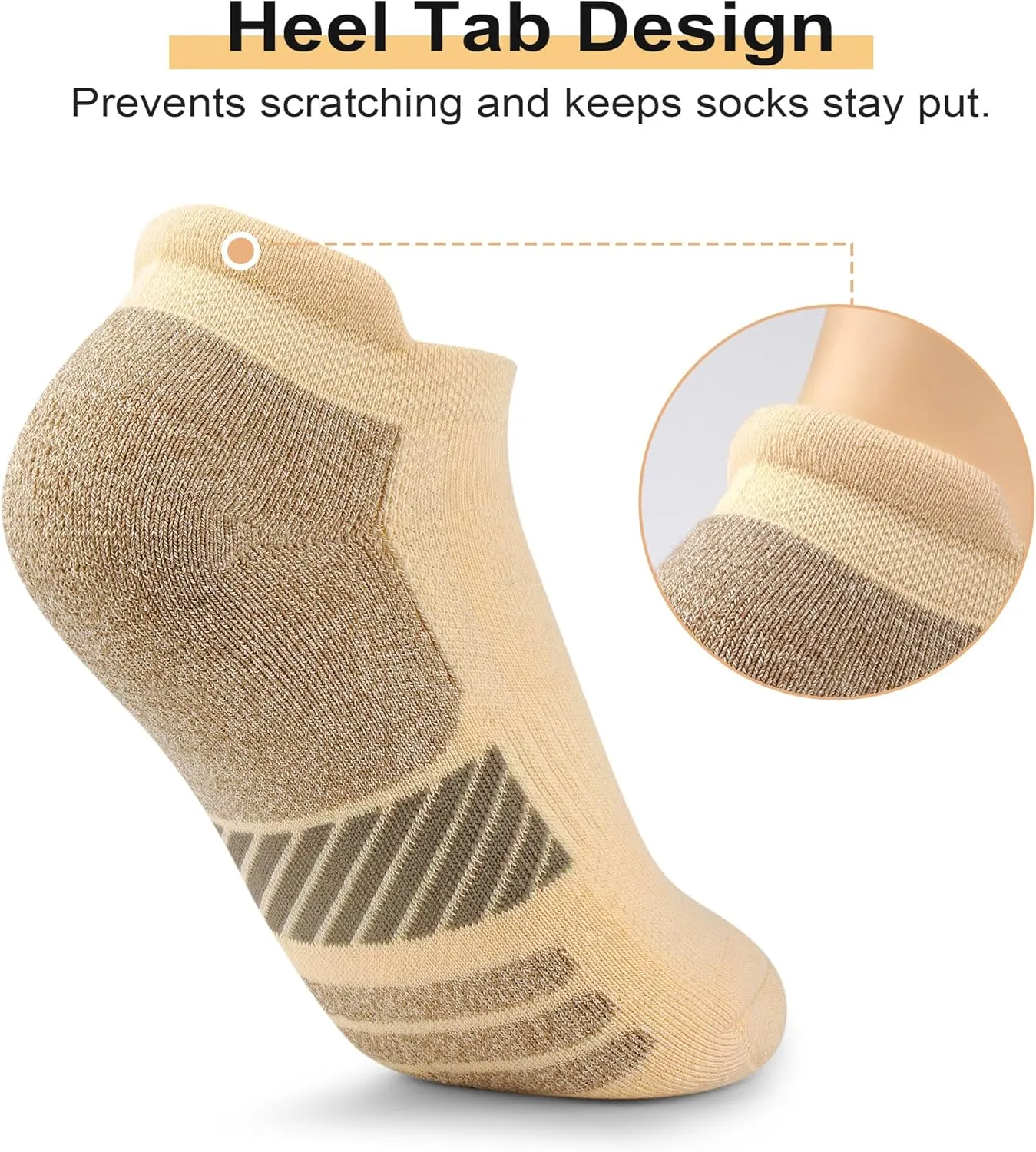 Ankle Socks Women Anti-blister Breathable Running Athletic Cushioned Socks 3/6 Pairs