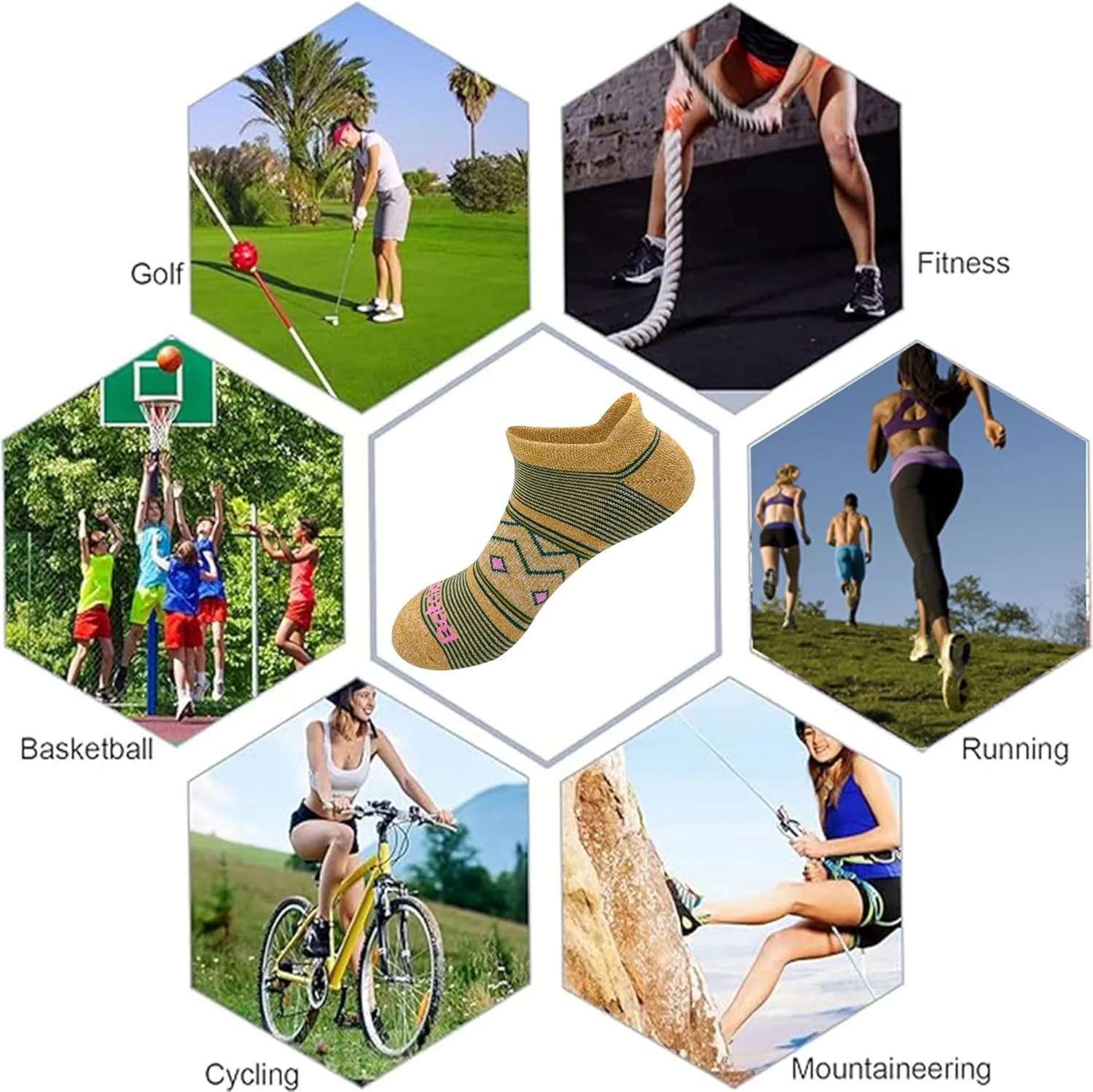 Anti-blister Thick Cushioned Wicking Odor Resist Athletic Casual Ankle Socks 6 Pairs