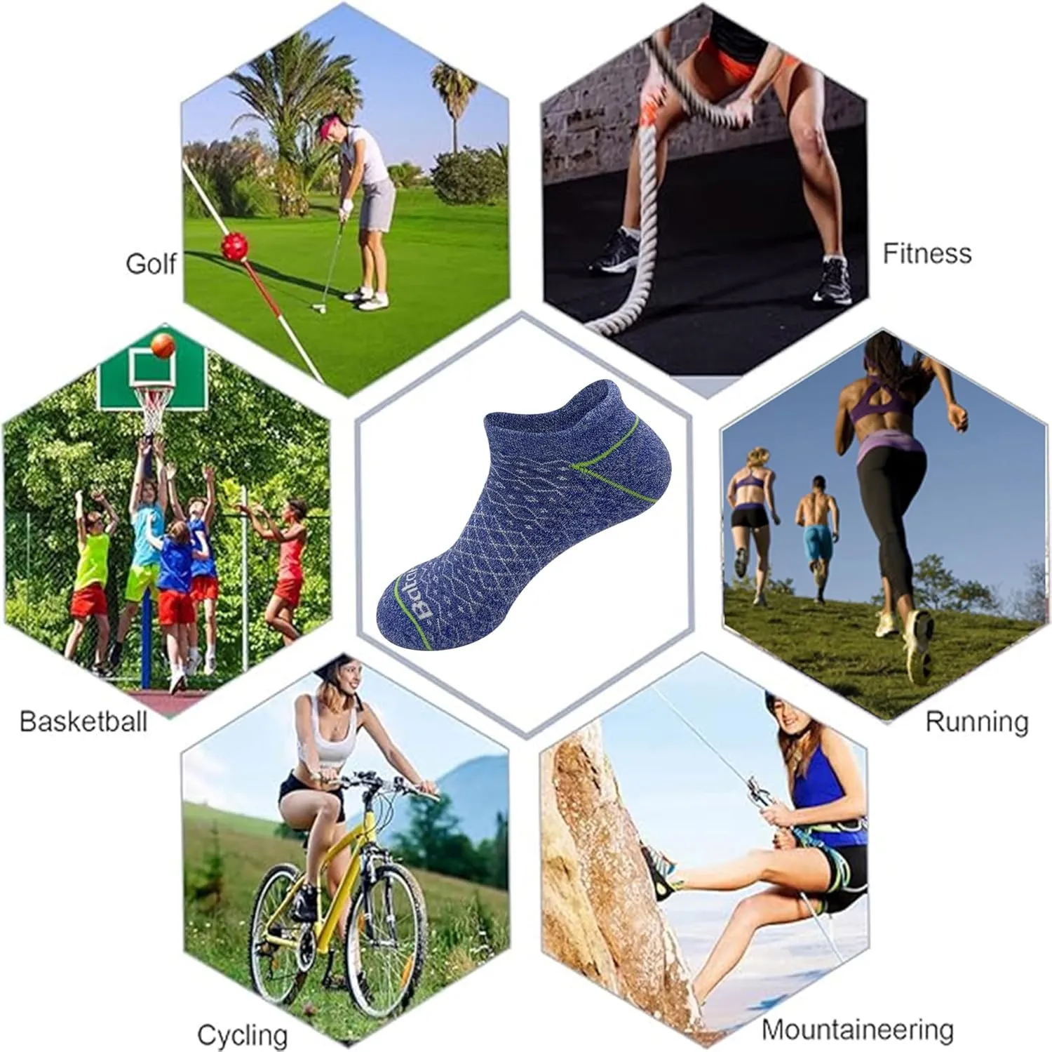 Anti-blister Thick Cushioned Wicking Odor Resist Athletic Casual Ankle Socks 6 Pairs