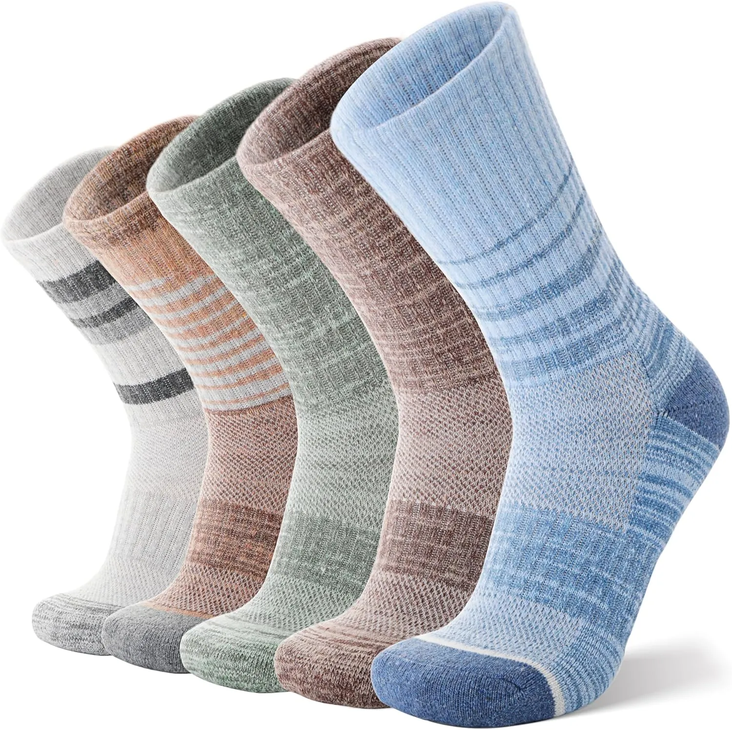 ANTSANG Merino Wool Hiking Socks for Men & Women 5 Pairs Thermal Warm Winter Thick Cushion Moisture Wicking Crew Boot Socks
