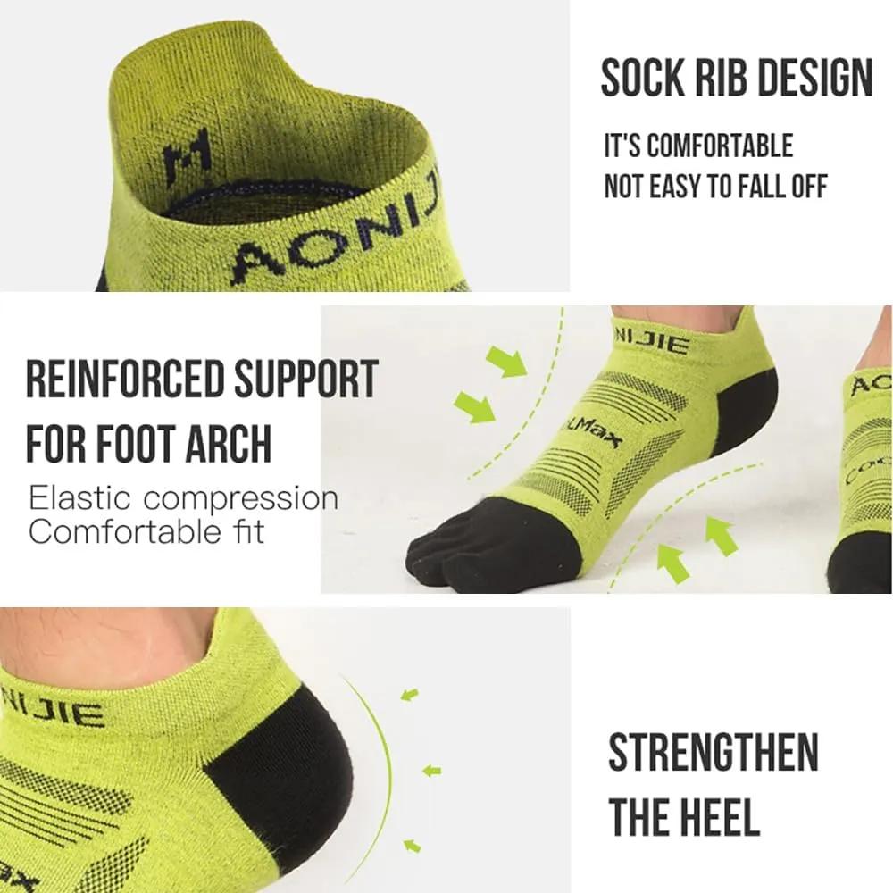 AONIJIE Running Ankle Toe Socks for Men and Women Lightweight Coolmax High Performance Five Finger Athletic Socks