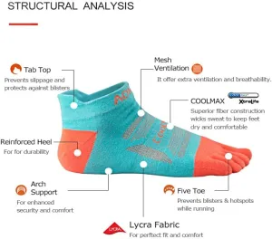 AONIJIE Running Ankle Toe Socks for Men and Women Lightweight Coolmax High Performance Five Finger Athletic Socks