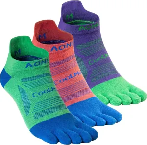AONIJIE Running Ankle Toe Socks for Men and Women Lightweight Coolmax High Performance Five Finger Athletic Socks
