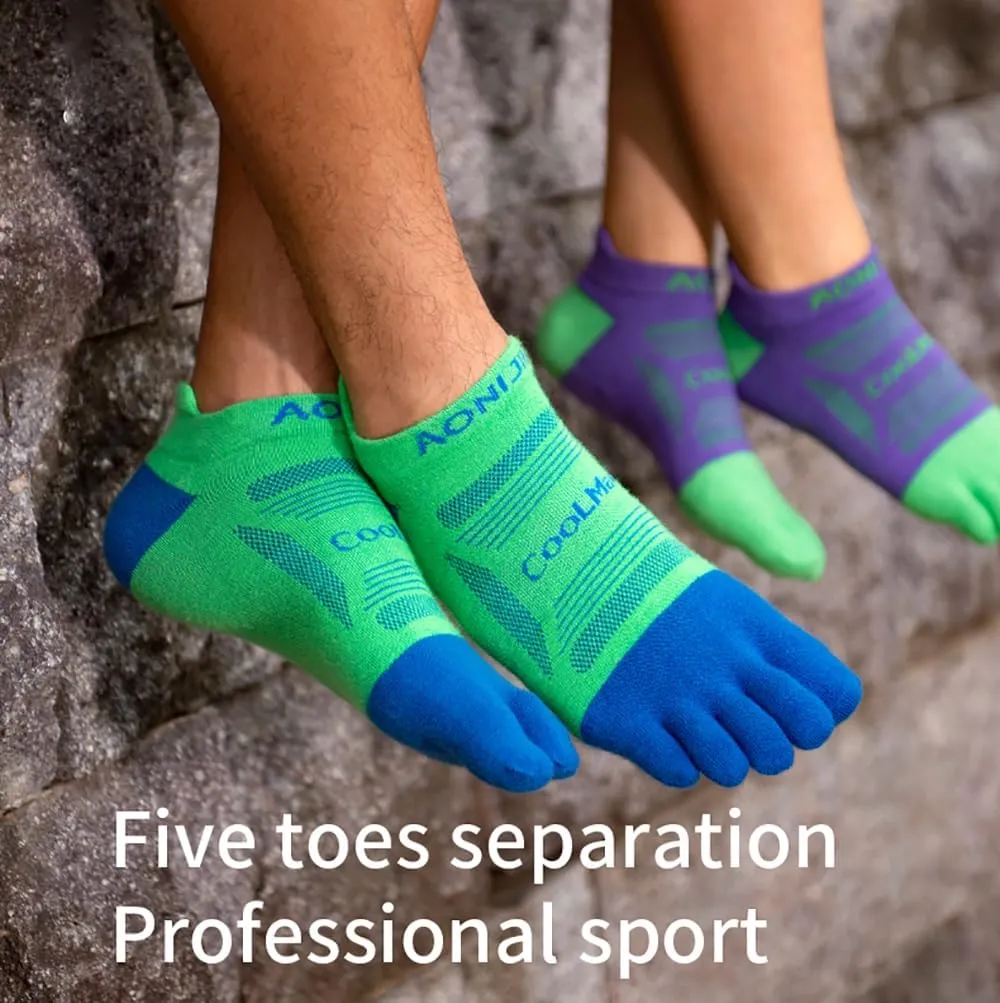 AONIJIE Running Ankle Toe Socks for Men and Women Lightweight Coolmax High Performance Five Finger Athletic Socks