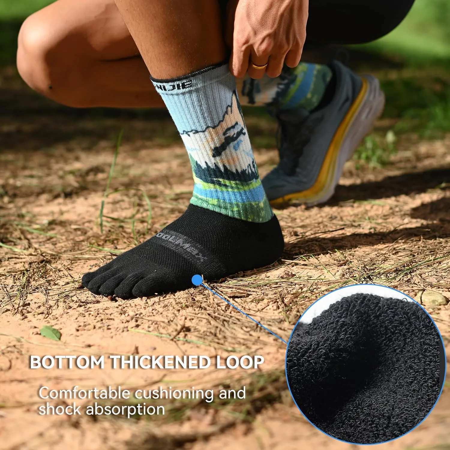 AONIJIE Toe Socks for Men and Women Athletic Hiking Coolmax Socks with toes - Soft Comfortable and Moisture Wicking