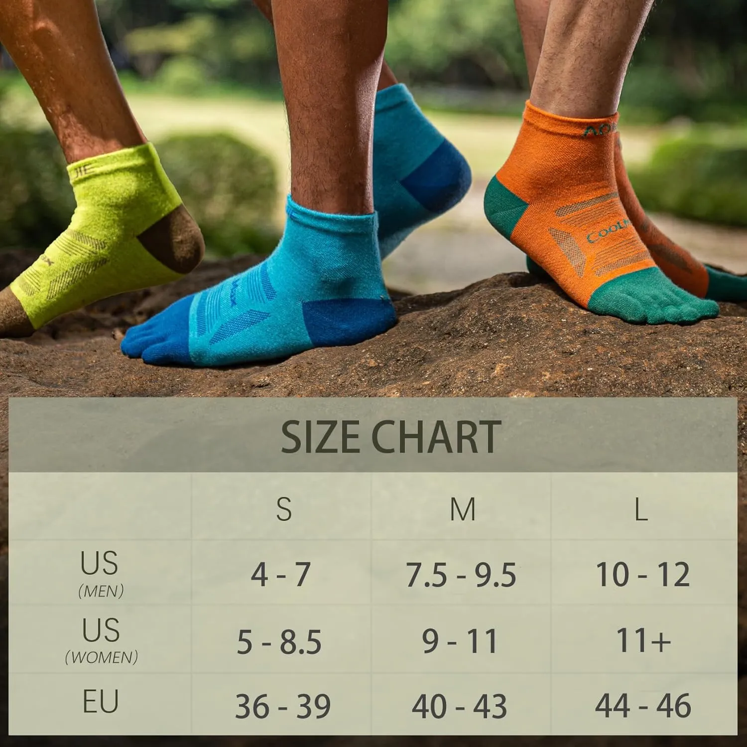 AONIJIE Toe Socks for Men and Women Athletic Hiking Coolmax Socks with toes - Soft Comfortable and Moisture Wicking