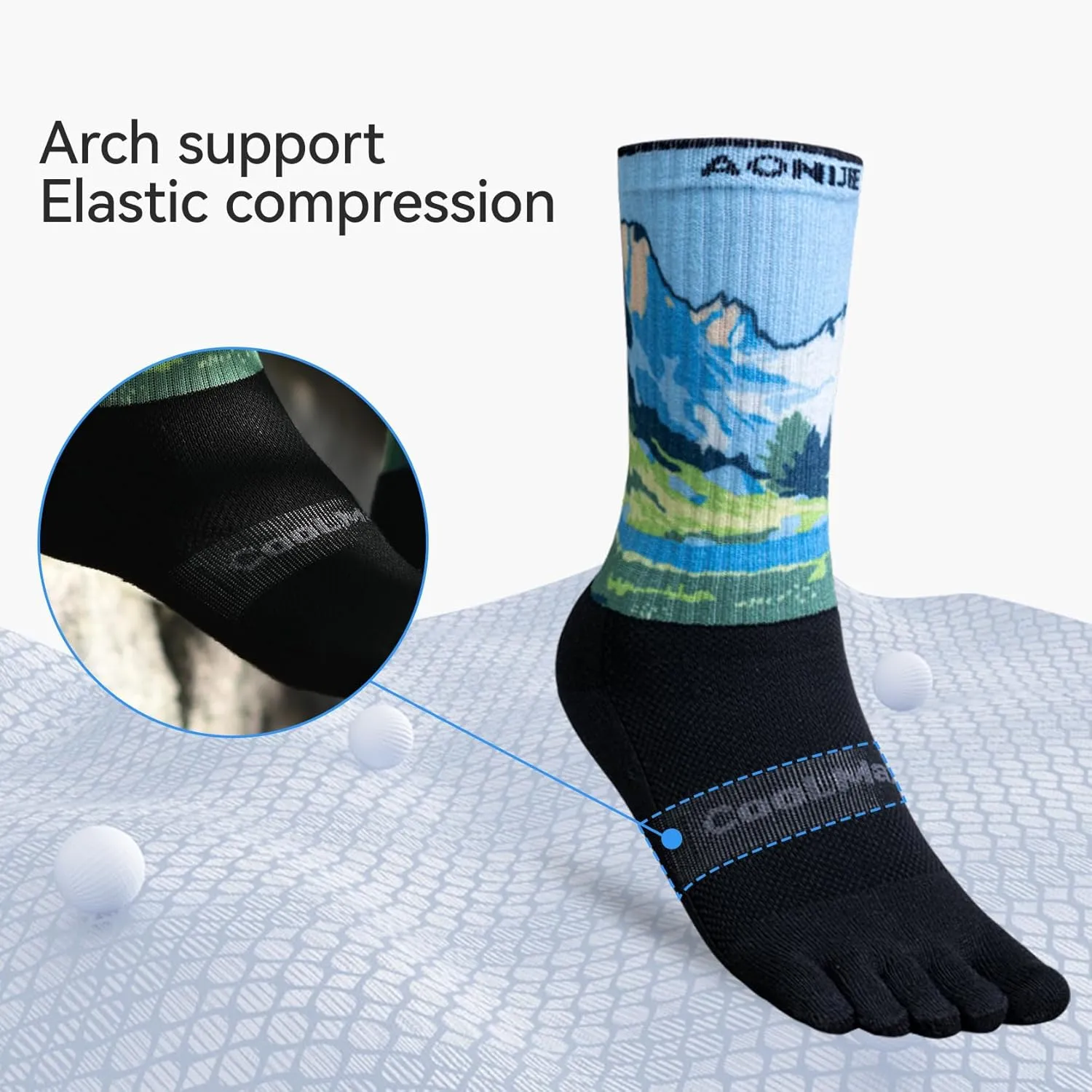AONIJIE Toe Socks for Men and Women Athletic Hiking Coolmax Socks with toes - Soft Comfortable and Moisture Wicking