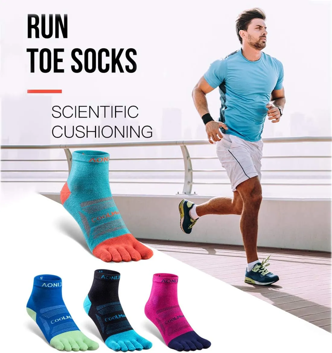 AONIJIE Toe Socks for Men and Women Athletic Hiking Coolmax Socks with toes - Soft Comfortable and Moisture Wicking