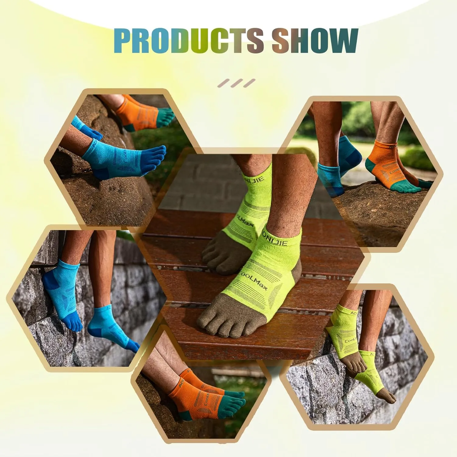 AONIJIE Toe Socks for Men and Women Athletic Hiking Coolmax Socks with toes - Soft Comfortable and Moisture Wicking