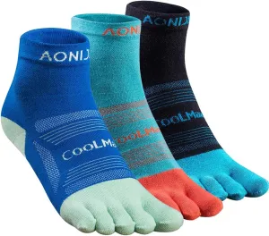 AONIJIE Toe Socks for Men and Women Athletic Hiking Coolmax Socks with toes - Soft Comfortable and Moisture Wicking