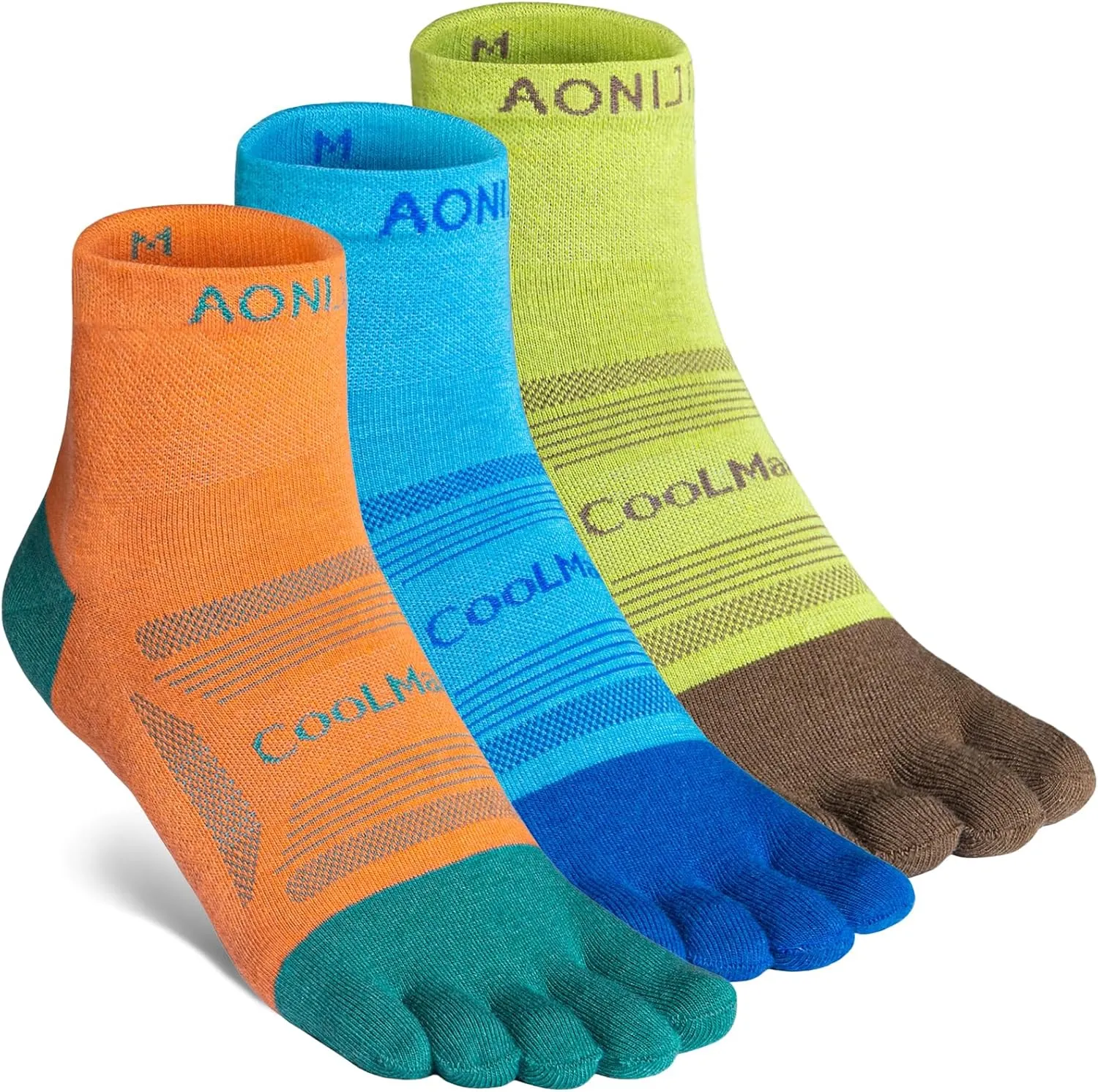 AONIJIE Toe Socks for Men and Women Athletic Hiking Coolmax Socks with toes - Soft Comfortable and Moisture Wicking