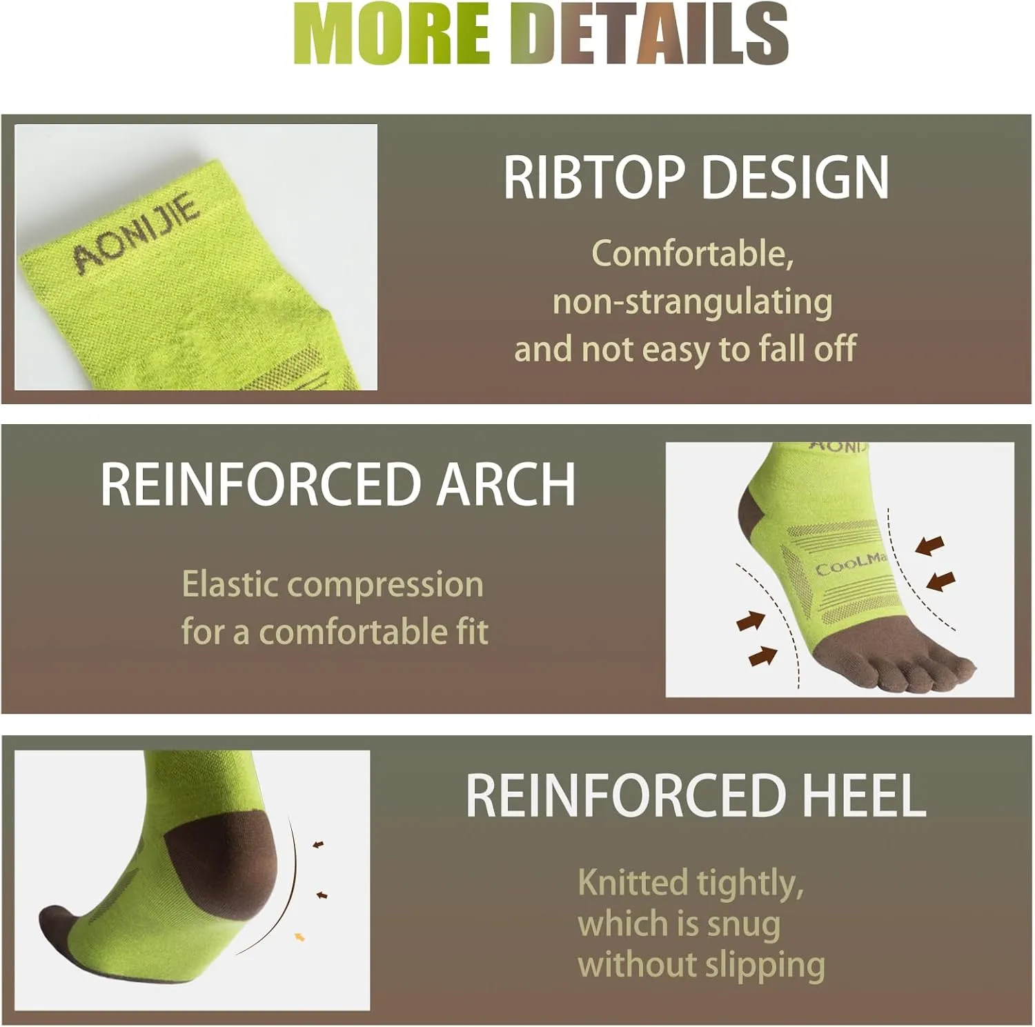 AONIJIE Toe Socks for Men and Women Athletic Hiking Coolmax Socks with toes - Soft Comfortable and Moisture Wicking