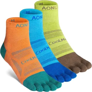 AONIJIE Toe Socks for Men and Women Athletic Hiking Coolmax Socks with toes - Soft Comfortable and Moisture Wicking
