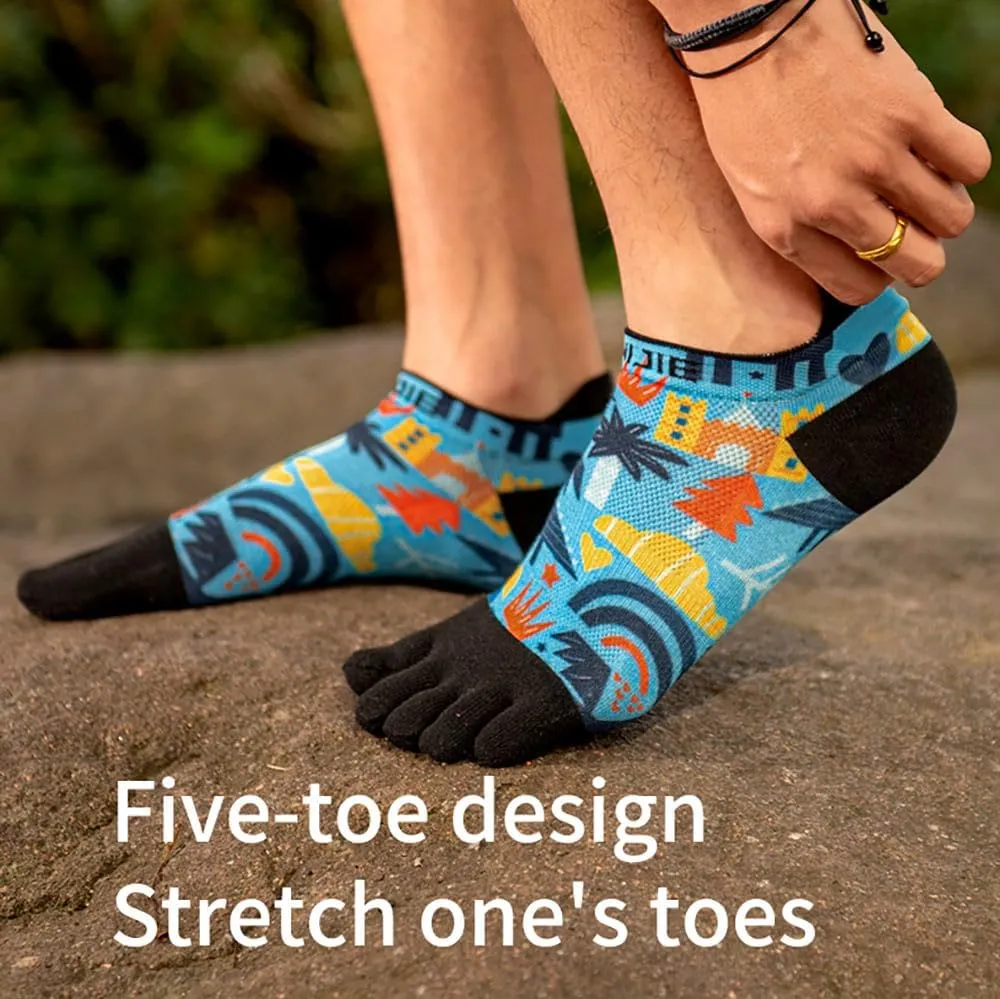 AONIJIE Toe Socks for Men Women Athletic Running Five Finger Socks 3 Pairs Ankle Colorful Funny Novelty Socks