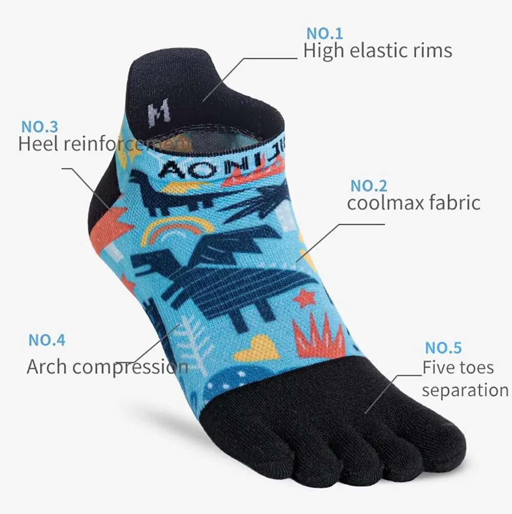 AONIJIE Toe Socks for Men Women Athletic Running Five Finger Socks 3 Pairs Ankle Colorful Funny Novelty Socks