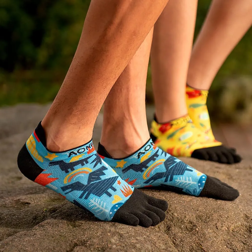 AONIJIE Toe Socks for Men Women Athletic Running Five Finger Socks 3 Pairs Ankle Colorful Funny Novelty Socks