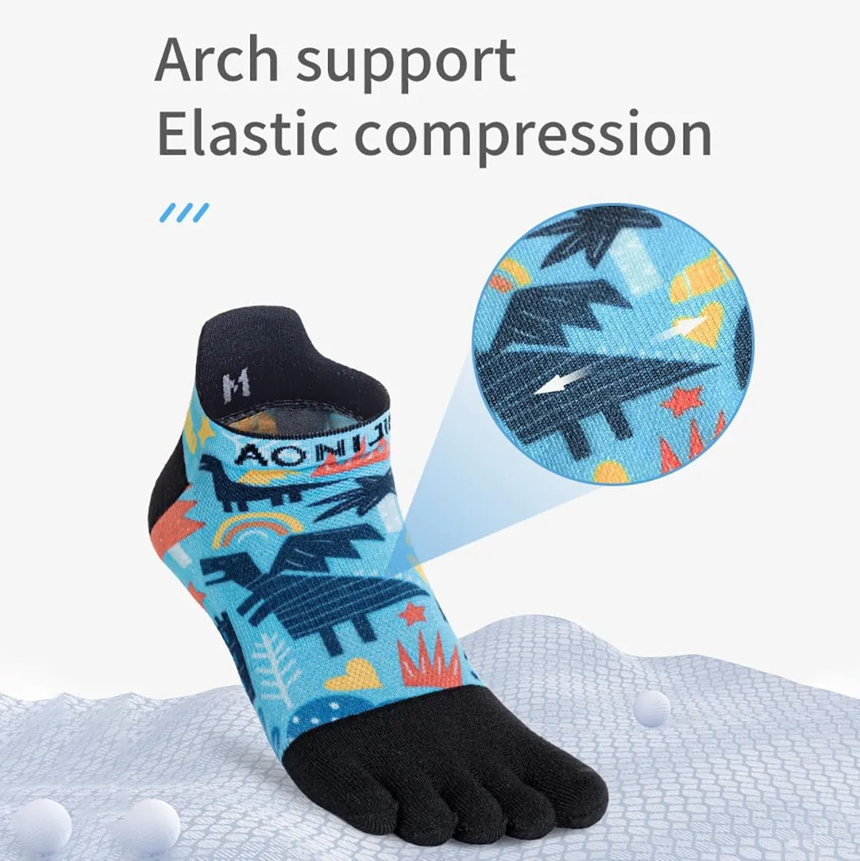 AONIJIE Toe Socks for Men Women Athletic Running Five Finger Socks 3 Pairs Ankle Colorful Funny Novelty Socks