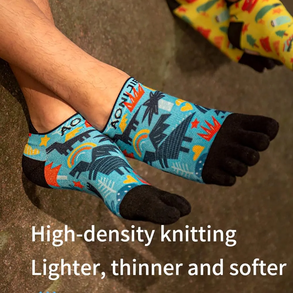 AONIJIE Toe Socks for Men Women Athletic Running Five Finger Socks 3 Pairs Ankle Colorful Funny Novelty Socks